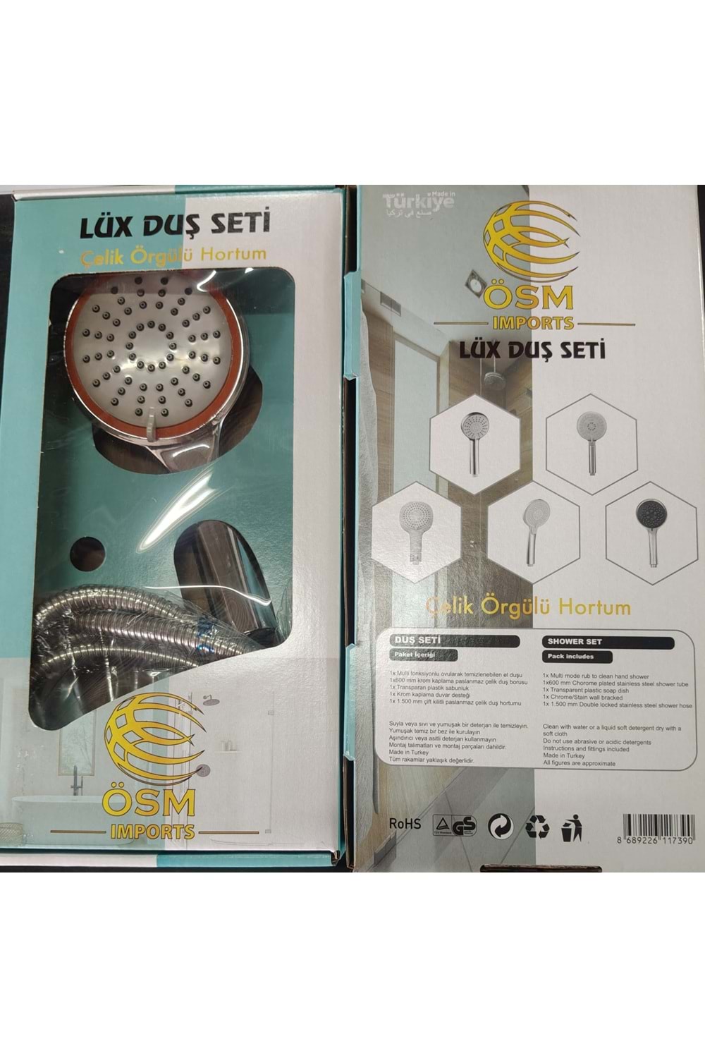 LÜX 1453 İSTANBUL DUŞ SETİ ÇELİK ÖRGÜLÜ ( PK 25 )