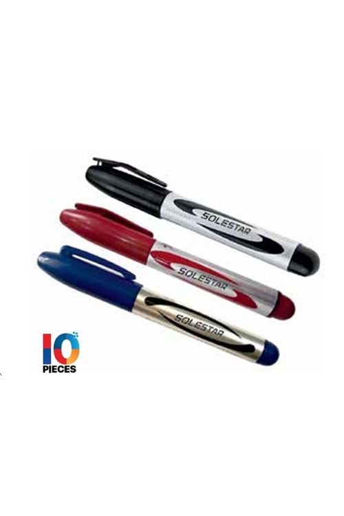 SOLESTAR KEÇELİ KALEM SİYAH MAVİ KIRMIZI (PK 10 KL 100)