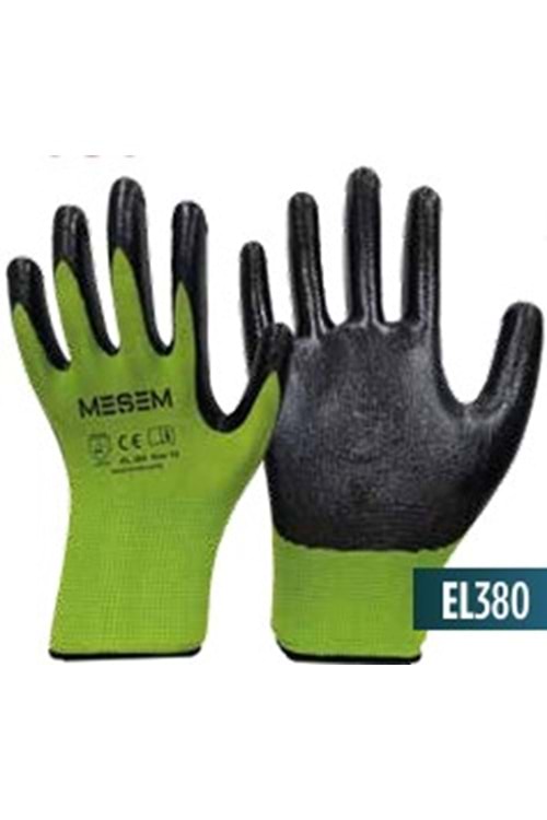 MEŞEM EL380 ORJİNAL ELDİVEN YEŞİL SİYAH 1/2 ( PK 12 - KL360 )
