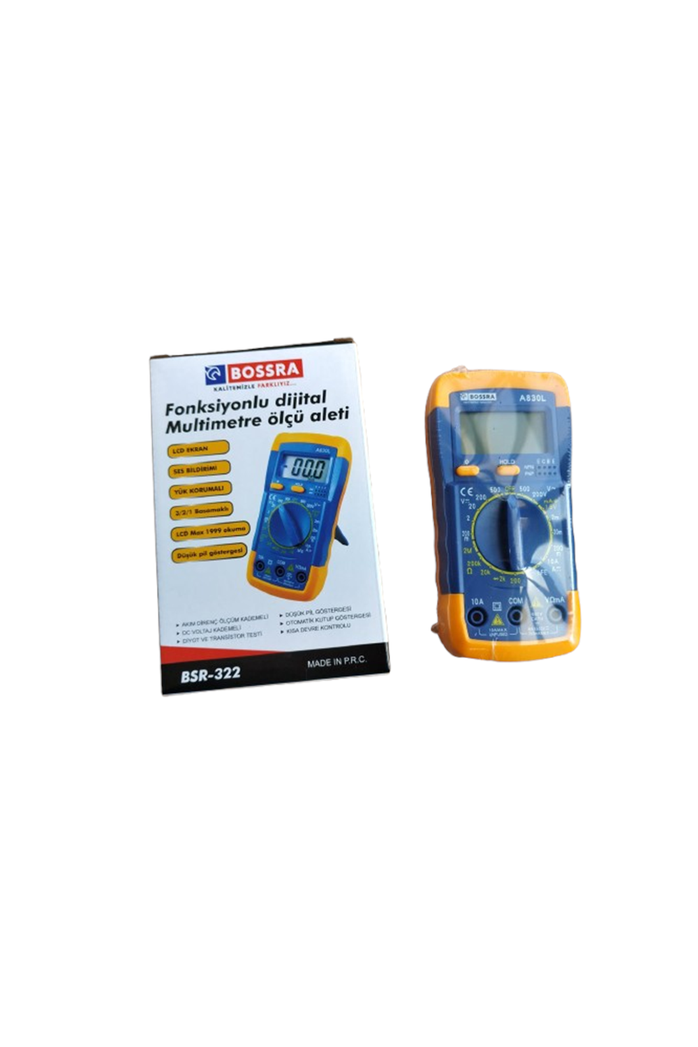 BOSSRA FONKSİYONLU DİJİTAL MULTİMETRE ÖLÇÜM ALETİ BSR 322 PK ( 12 )