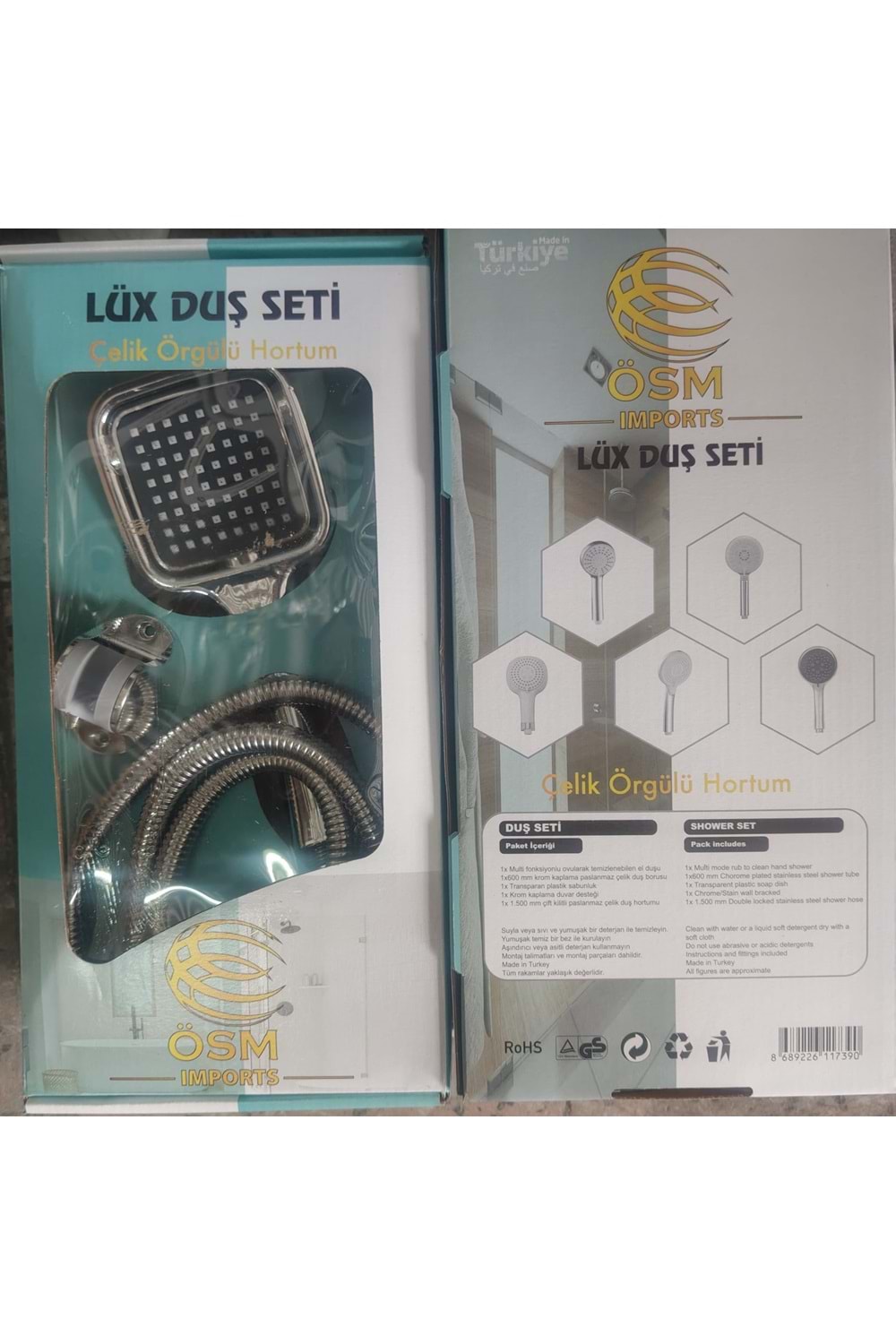 LÜX 1676 SİYAH KARE DUŞ SETİ ÇELİK ÖRGÜLÜ ( PK 10 )